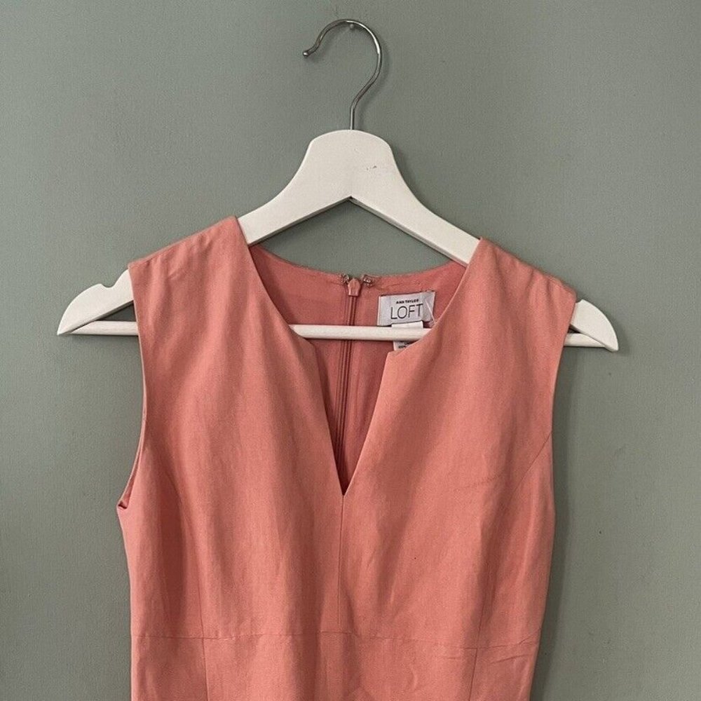 Ann Taylor LOFT Coral Linen Blend Pencil Dress Size 2 XS - Picture 1 of 5